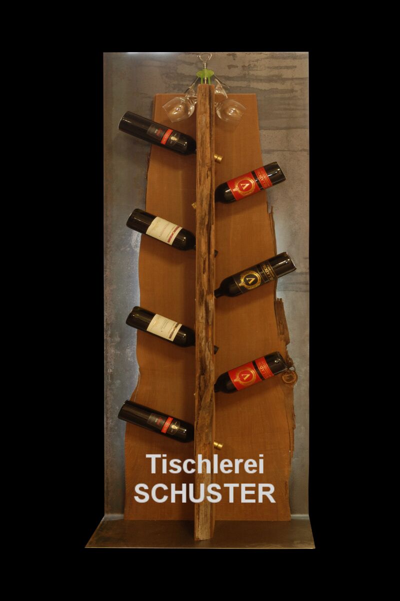 portabottiglie da vino creato dal legno di un larice vecchio più di 7000 anni (Moorlärche Weissenstein)